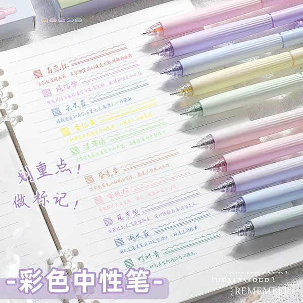 Kaba Bear Colored Gel Pens Morandi Retractable Pens for Elementary Students Quick-Dry Journaling Highlighter Soft Grip Pens