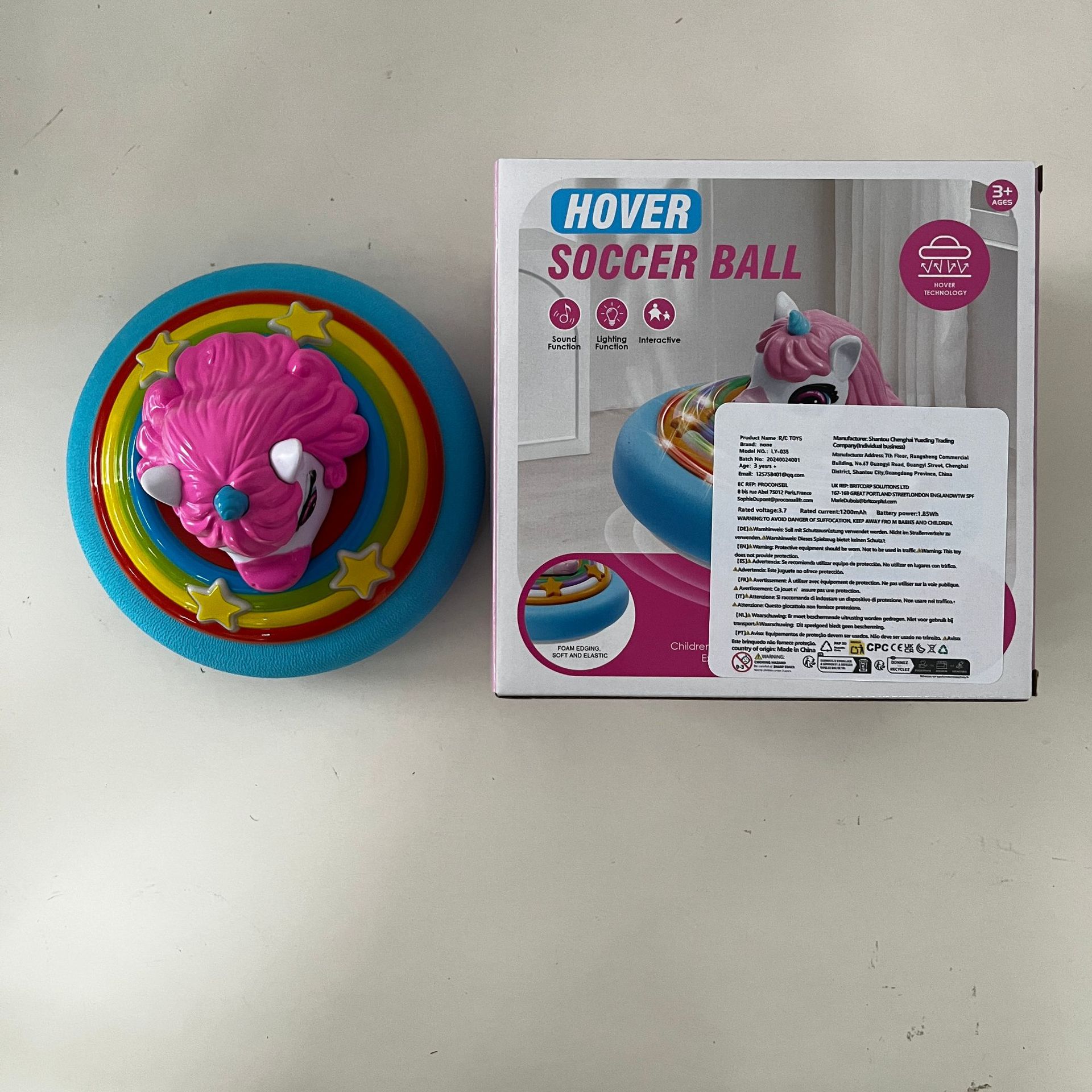 Amazonas luz infantil música de fútbol flotante juguetes unicornio mano a mano cerebro descompresión interactivo juguetes de rompecabezas