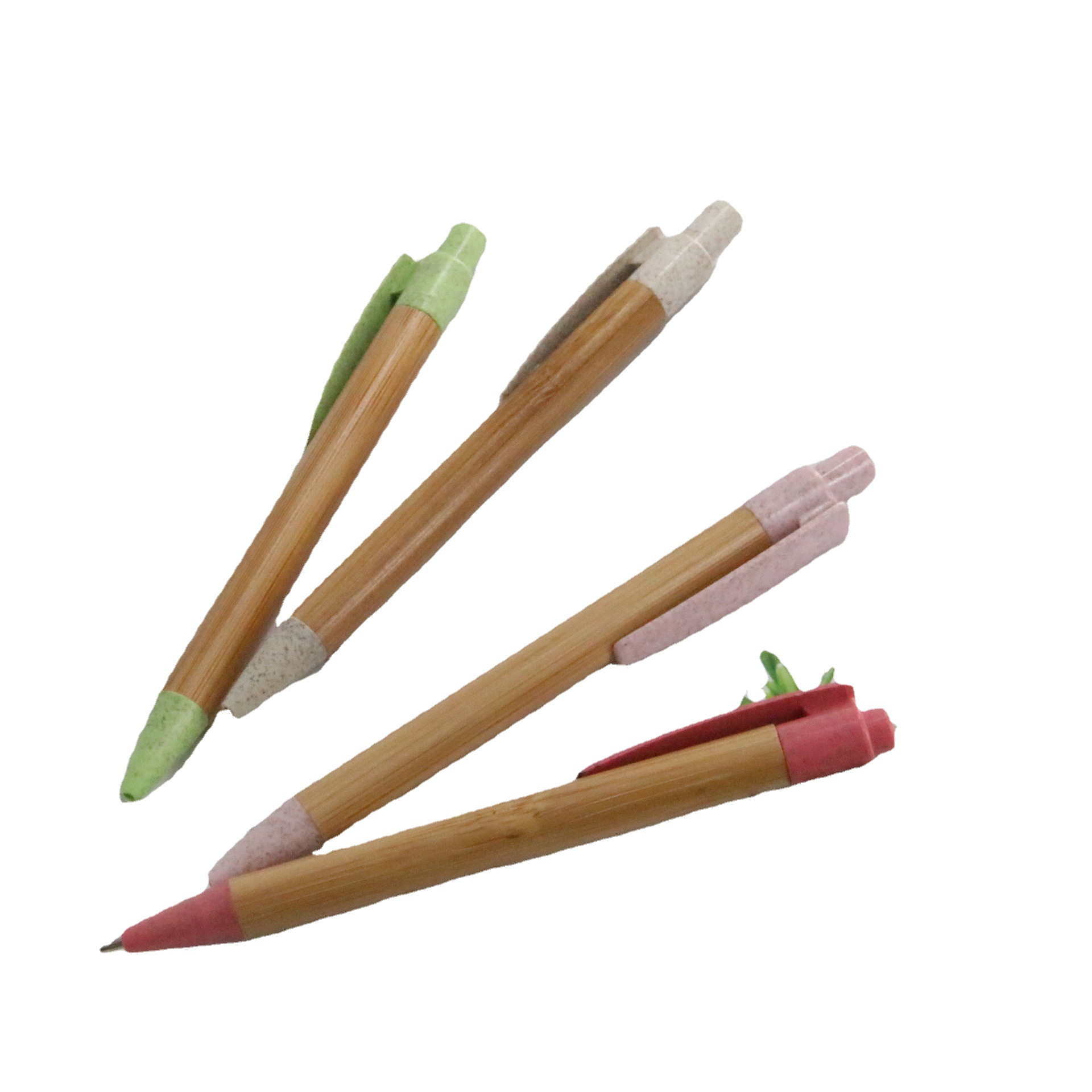 Junrong bambú pluma de bambú pluma trigo Polo material logotipo láser publicidad pluma Tonglu fábrica prensa pluma en stock