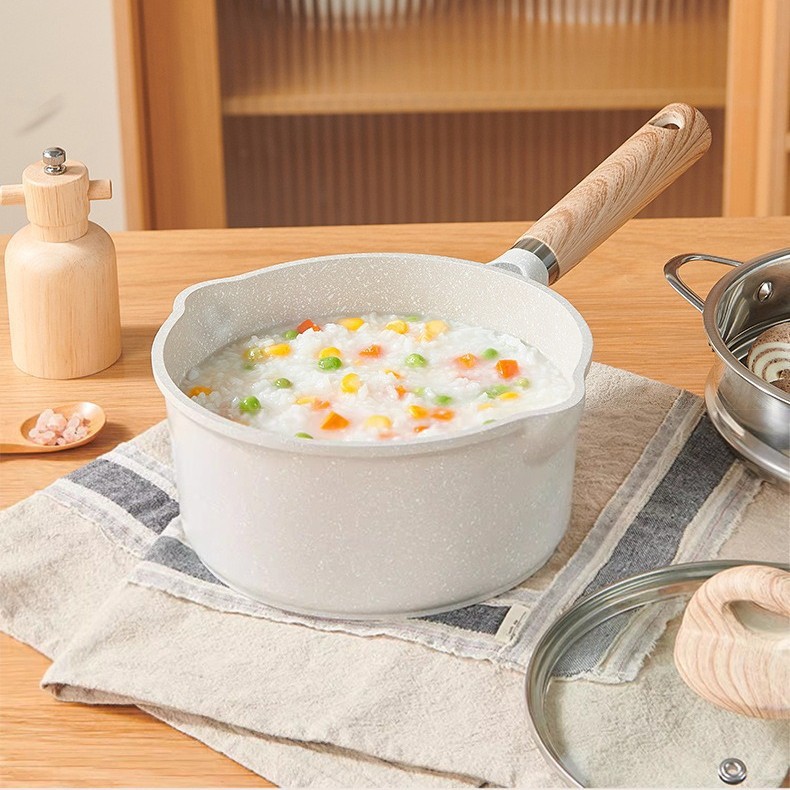 New Type of Medical Stone Small Milk Pot, Non-Stick Pot, Household Stewed Instant Noodle Pot, Baby Food Supplement Pot, Baby Frying and Cooking All-In-One Pot