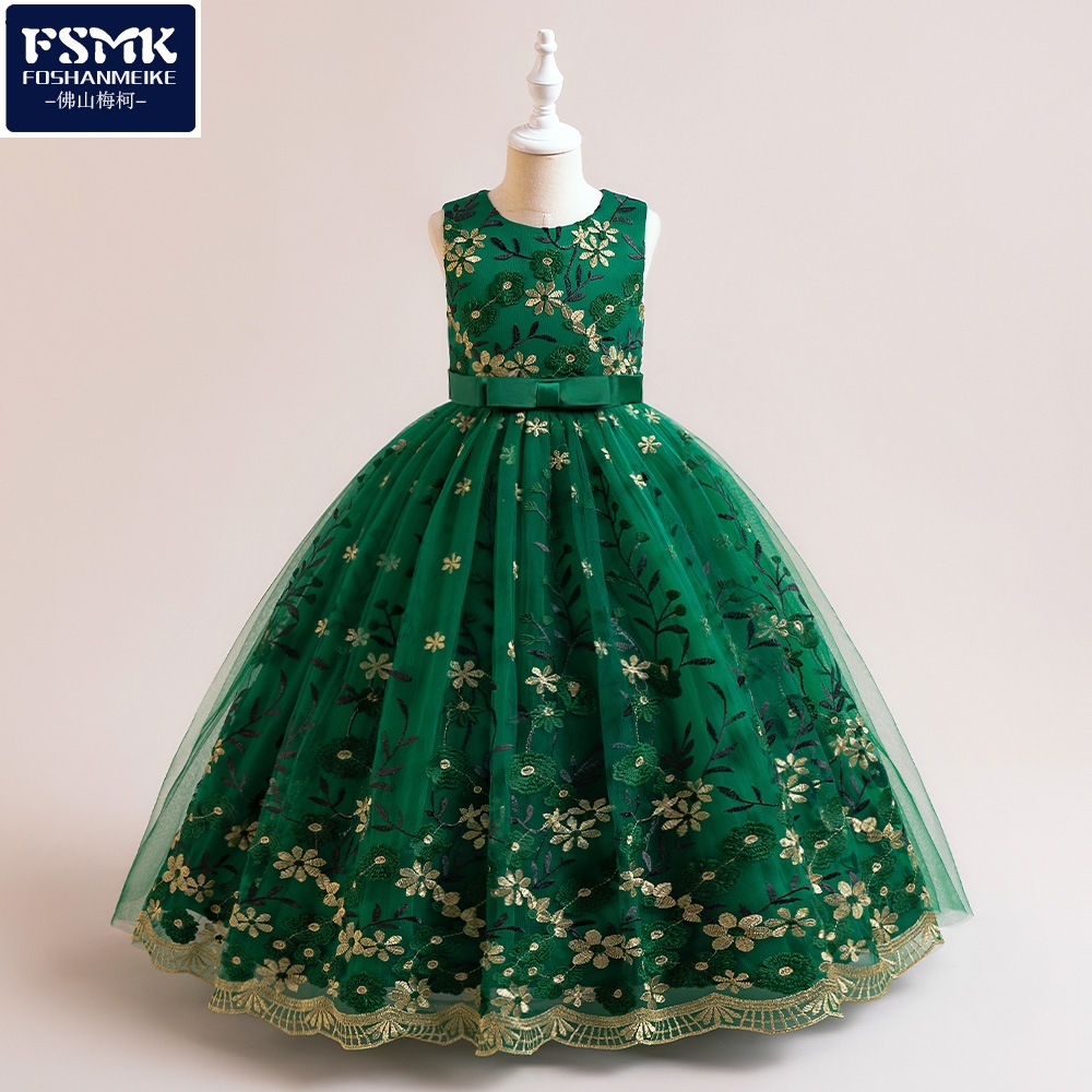 Europa y América nuevo bordado niñas vestido de princesa vestido de los niños cumpleaños niña de las flores traje de piano
