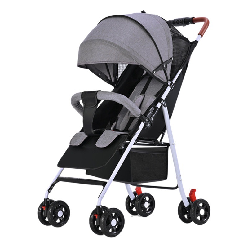 Venta al por mayor cochecito de bebé ligero plegable sentado y acostado Niños Bebé niños cochecito de cuatro ruedas con un solo clic colección y entrega de coches