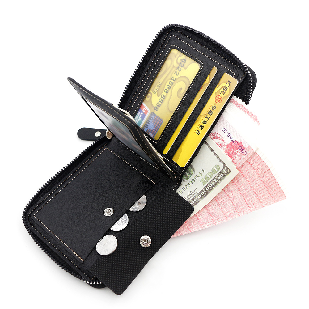 Cartera corta para hombre con estampado retro europeo y americano, monedero de perilla de gran capacidad, billetera de múltiples tarjetas al por mayor