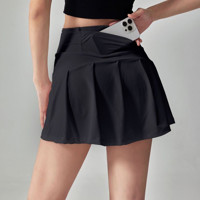 健身女孩夏季瑜伽服套装防走光网球裙透气显瘦动背心短裙两件套|undefined