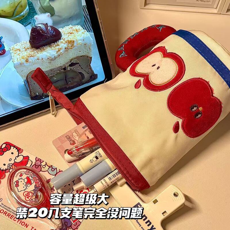 Xiaohongshuと同じかわいい円筒形ペンバッグ、クリエイティブで見栄えの良い学生向けの大容量文具ペンホルダー収納バッグ|undefined