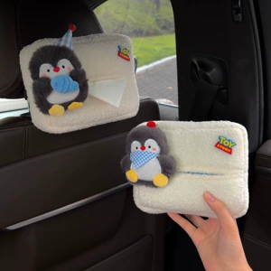 Cute Penguin Car Tissue Bag, Car Tissue Box, In-Car Seat Hanging Tissue Bag, Armrest Box Tissue Bag for Women