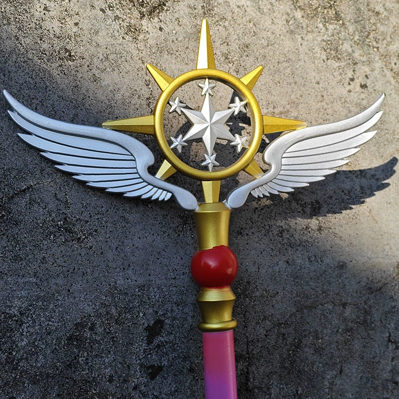 Косплей жезл (Cardcaptor Sakura) с гексаграммой, 95 см, из смолы, с крыльями