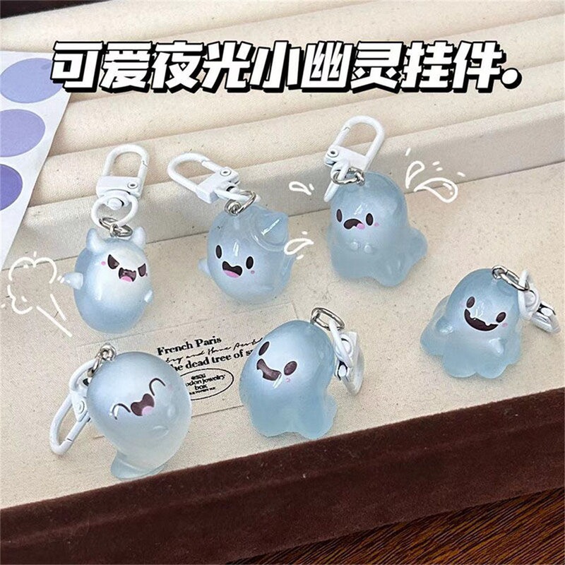 Cartoon Ghost Keychain Jelly Stereo Luminous Elf Student Halloween Pendant Couple Bestie School Bag Accessories Cartoon Ghost Keychain Jelly Stereo Luminous Elf Student Halloween Pendant Couple Bestie School Bag Accessories