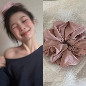 Gentle and Lazy Style, Lotus Root Pink Hair Tie, High Crown for a Smaller Face, Atmospheric Bun, Large Hair Rope Hair Accessory