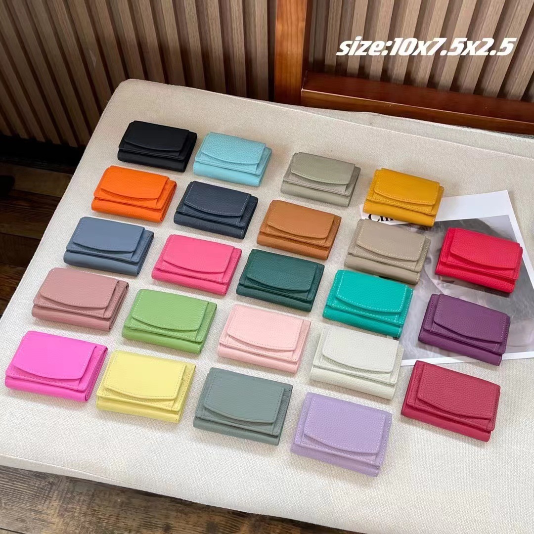 Cross-border first-layer cowhide new women's wallet short Rfid genuine leather wallet coin bag buckle card holder wholesale