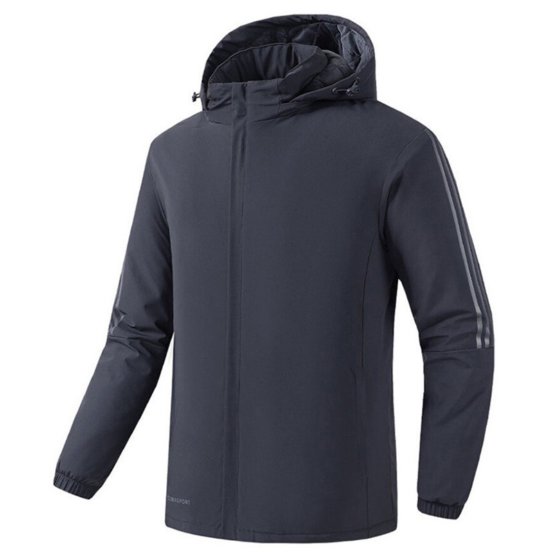 Abrigo de algodón con forro polar de tres barras para hombre talla grande impermeable abrigo de algodón cálido fábrica al por mayor LOGOTIPO imprimible