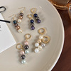 Retro earrings from pearl, gradient, bright catchy style, french style