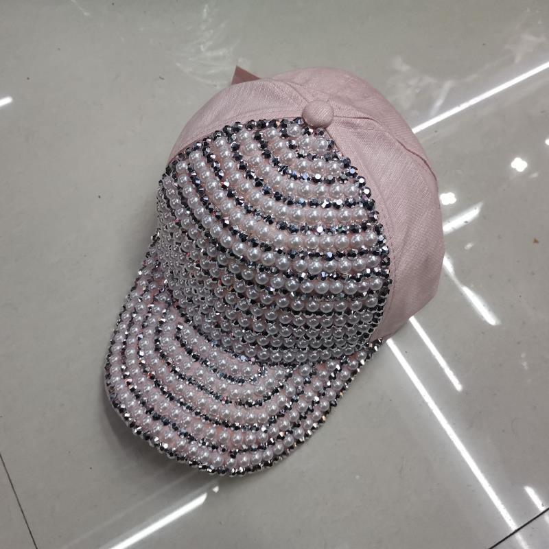 Gorra de béisbol con diamantes de imitación para mujer, estilo coreano de primavera y otoño, moda urbana, versátil, sombrero para el sol, perla de lujo ligero