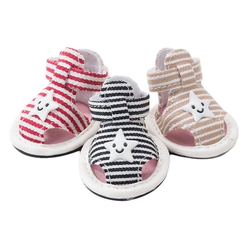 Sandalias de lona a rayas para perros pequeños, Teddy, Pomeranian, Bichón, antideslizantes, transpirables, con suela suave, para primavera y verano. image 1