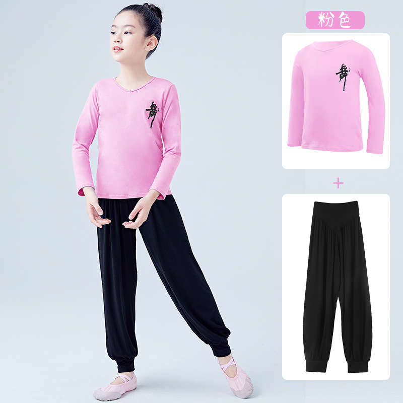 Rosa-manga larga (Dance Top + Pantalones harem)