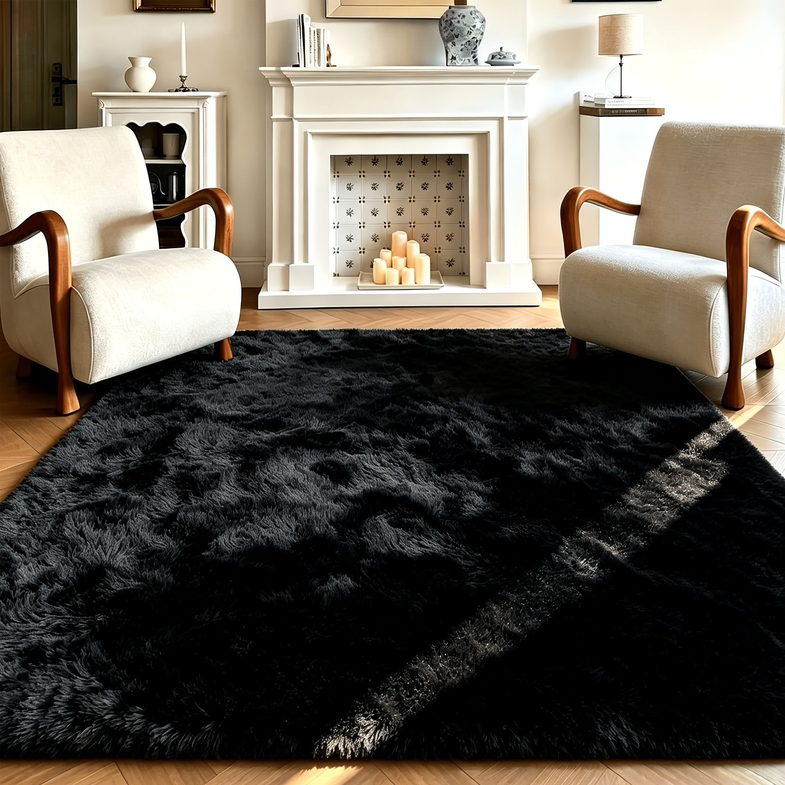 Alfombra de peluche de color sólido nórdica transfronteriza sala de estar alfombra plegable doméstica suave alfombra de seda esponjosa
