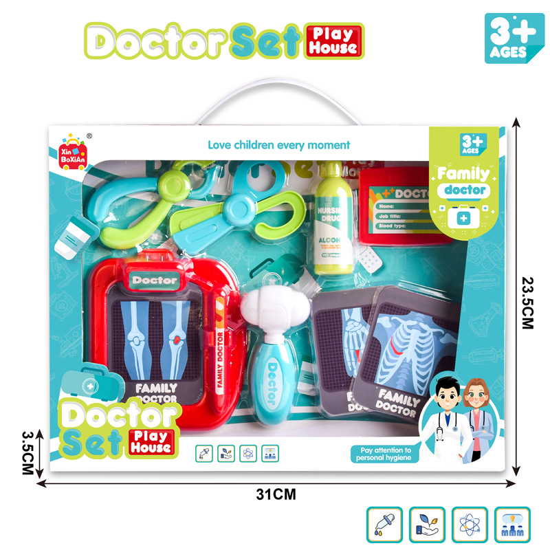 Fabricantes de simulación transfronteriza juguetes pequeños médicos estetoscopio de inyección para niños y niñas herramientas médicas juegos