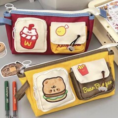大容量ハンバーグペンバッグ可爱い小众クリエイティブ文房具ボックス学生高颜値キャンバス文房具バッグins风
