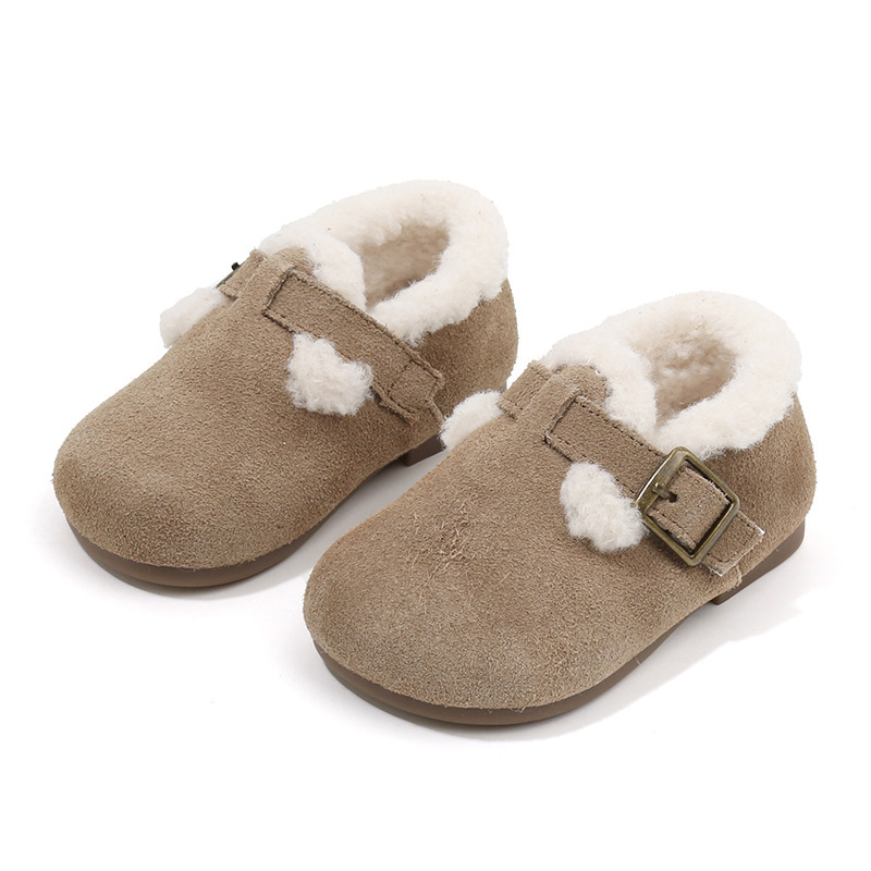 McBud Bear Children plus fleece Birkenstocks Winter Baby Children girls toddler shoes One year old boys fluffy shoes little children