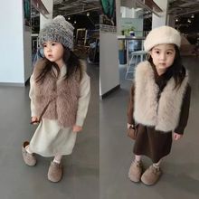 儿童皮草马甲2025秋冬男女宝宝仿狐狸毛百搭洋气毛毛背心外套加厚