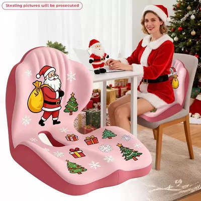 Seat cushion, seat cover, for Long Sitting, Office Lumbar Support - double-pink-color-matching-christmas-style