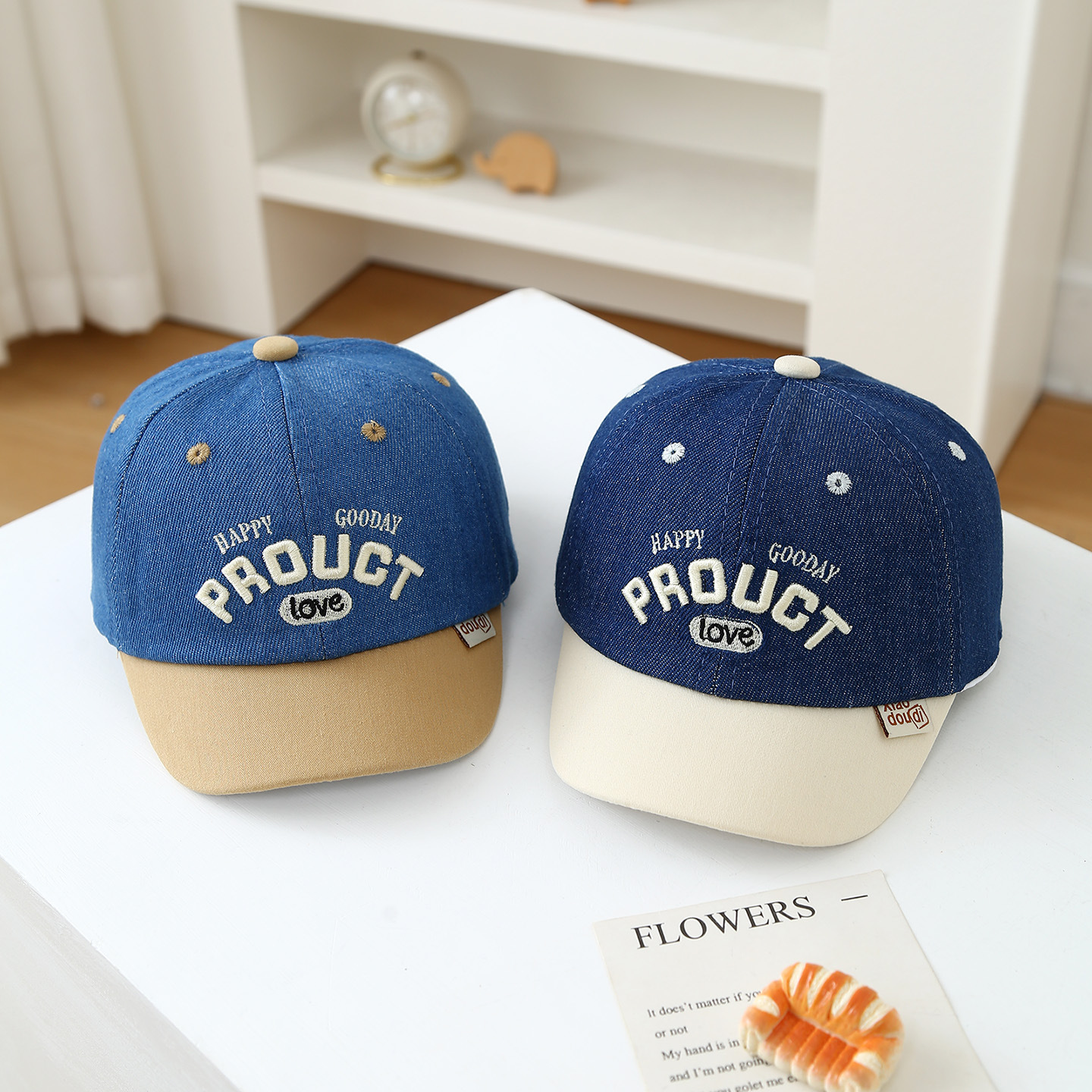 Boné de basebol casual para menino em ganga com urso_voghion.com
