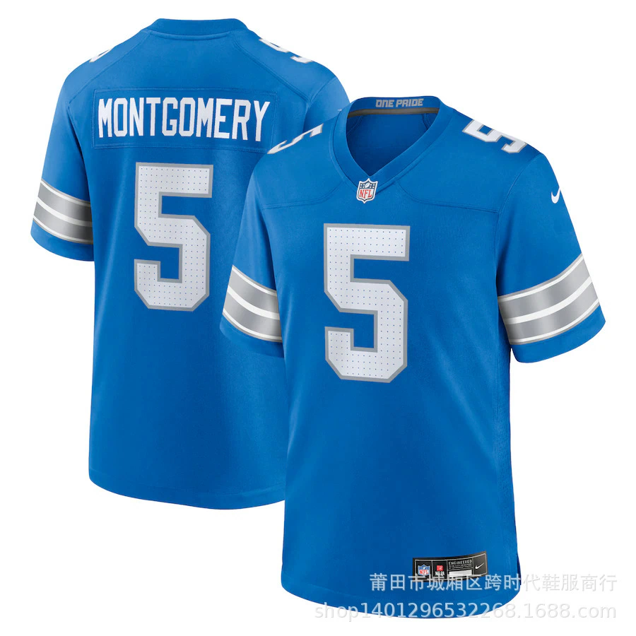 NFL Lions Lions Montgomery # № 5 Campbell #46 Вышитый оливковый костюм майка
