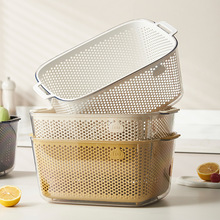 新款双层洗菜盆沥水篮家用客厅塑料水果盘厨房滤水菜篓菜篮子收纳