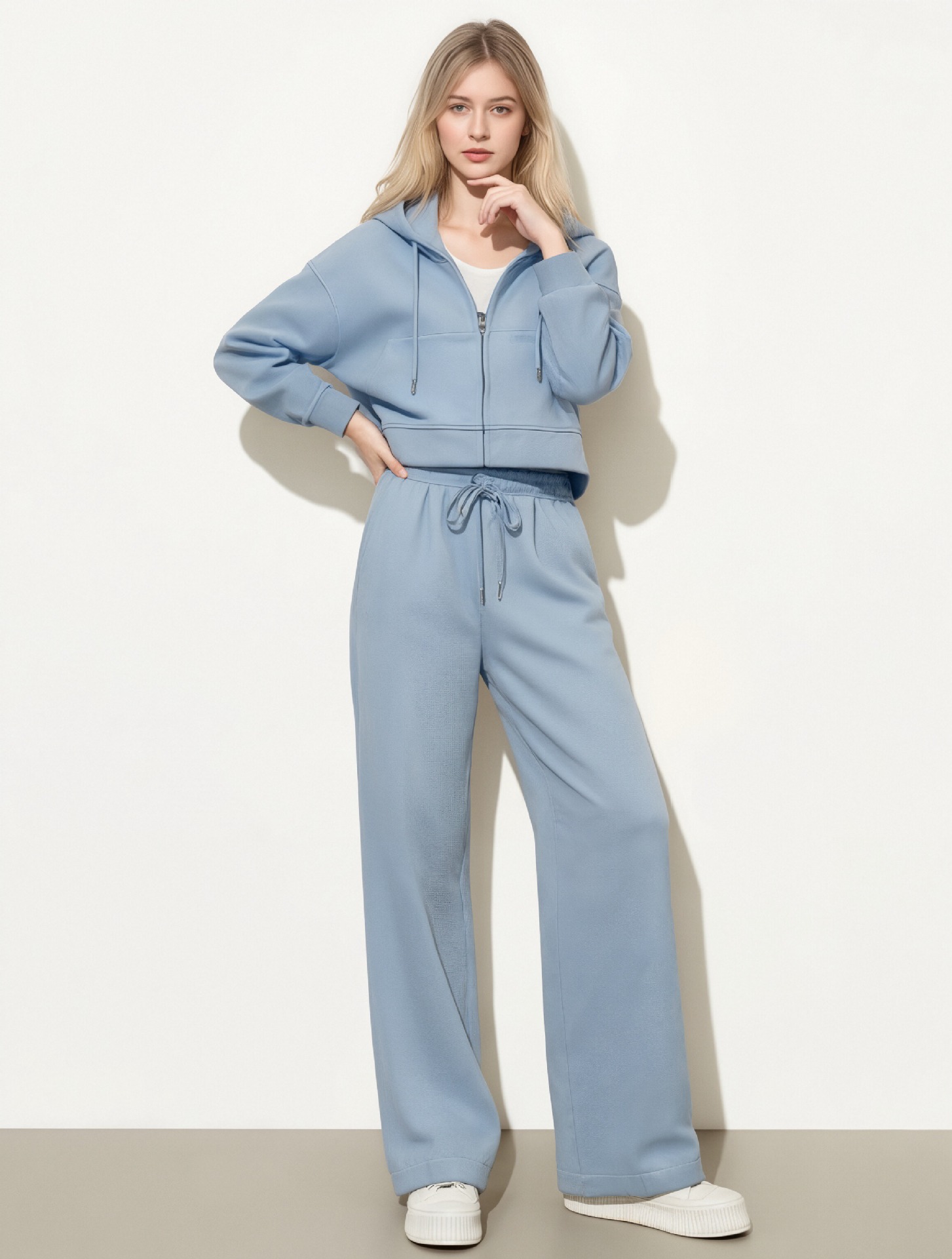 European And American Cross-border Fashion Sports Cotton For Women, Solid Color Long-sleeve Zip-up Hoodie With_ecoleips.com