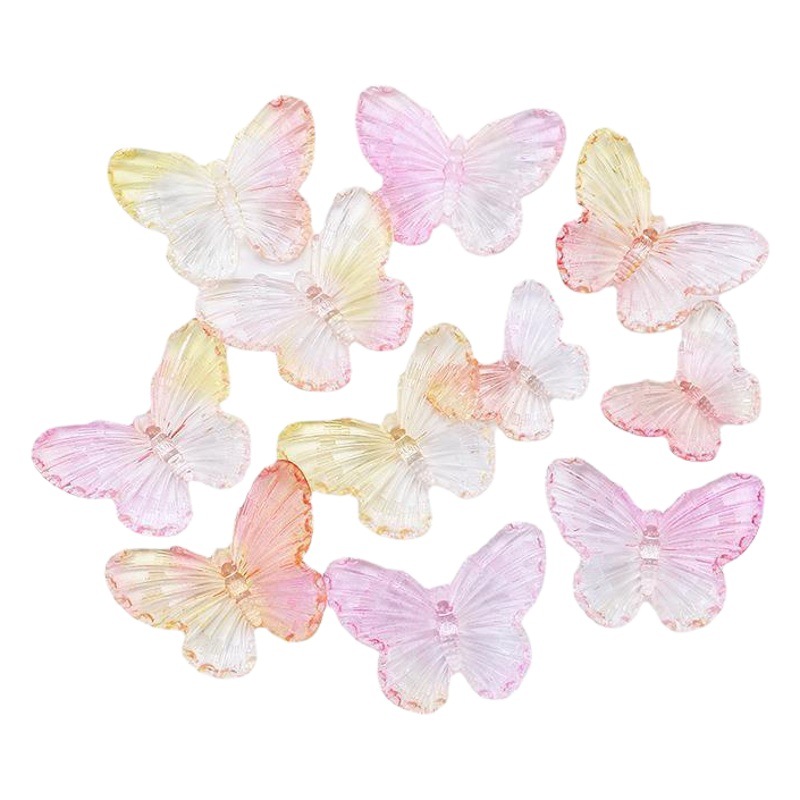 Gradiente mariposa mezclado transparente color DIY crema pegamento teléfono caso tocado colgante horquilla joyería resina accesorios al por mayor