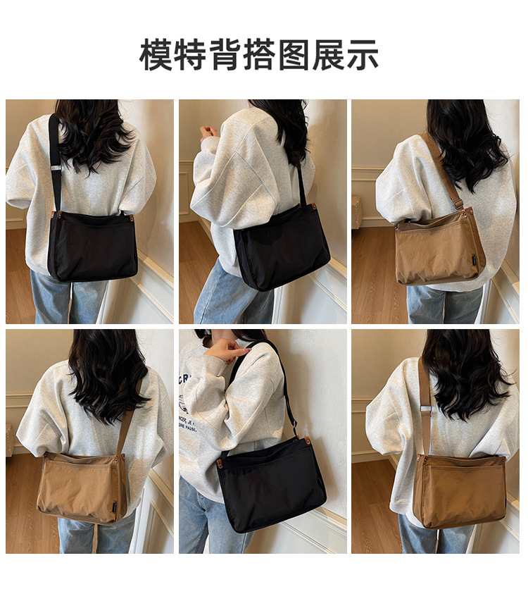 Canvas bag for women, large capacity, new Spring/Summer 2025, simple and versatile, single-shoulder crossbody bag, casual tote bag for school Specification drawing