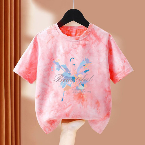 Boys' Summer Short-Sleeve T-Shirt 2025 Children's Summer Tie-Dye Short-Sleeve Top Baby Trendy Middle and Small Children Fashion 6