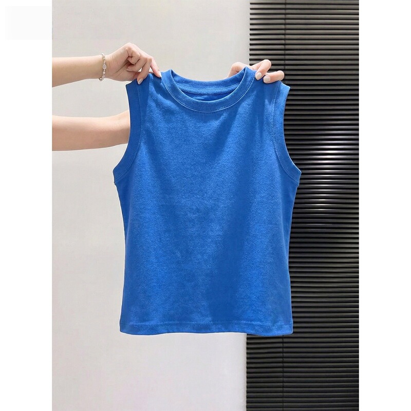 Minimalist Commuting Blue Wide-Strap Tank Top for Women, Summer Slimming Base Layer Top That Covers Side Breasts Minimalist Commuting Blue Wide-Strap Tank Top for Women, Summer Slimming Base Layer Top That Covers Side Breasts