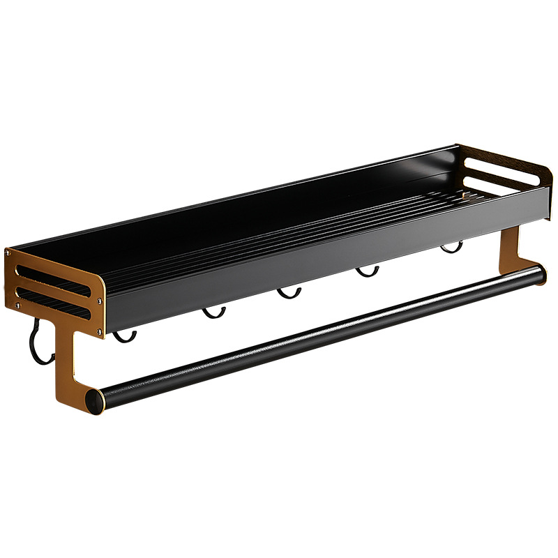 Estante de la cocina montado en la pared sin ponche negro condimento suministros multifuncionales hogar completo estante de almacenamiento de pared