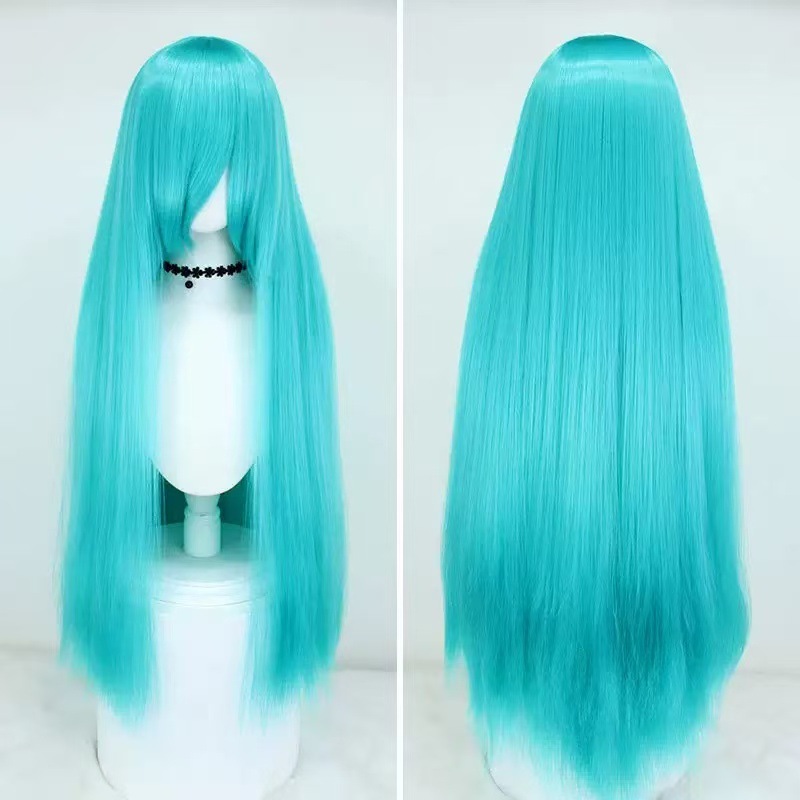 European and American Style Wig 80cm Colorful Long Straight Hair Anime Cos Wig High-Temperature Fiber Chemical Fiber Hair Head Cover - photo 8