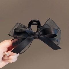 韓国のメッシュリボンヘアクリップ、女性用ヘアクリップ、髪の量の多い女性用ヘアクリップ、高級感と気質、後頭部のシャーククリップ
