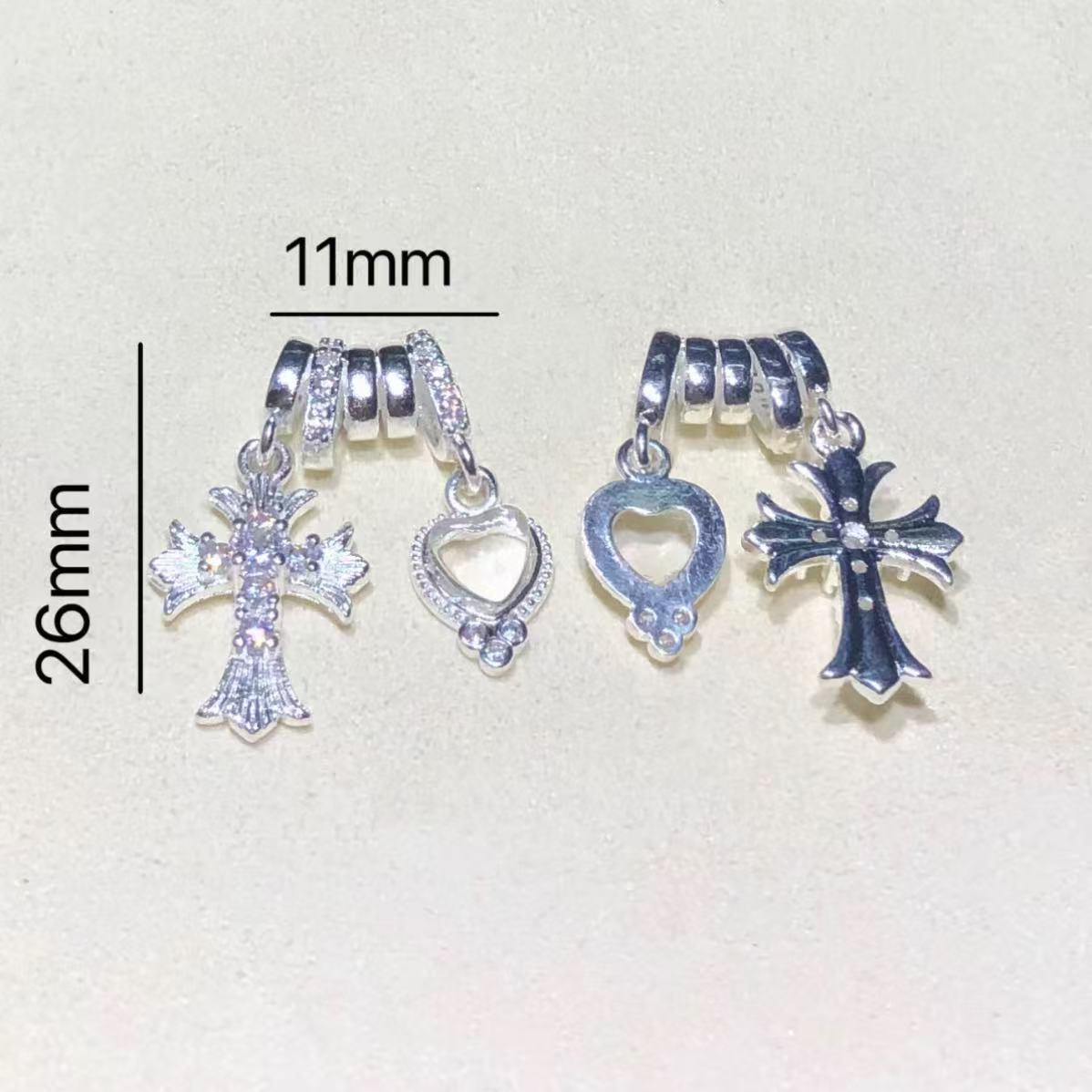 14K Gold-Plated Color-Preserving Crystal DIY Accessories Cross Spacer Beads Heart Charm Bracelet Necklace String Accessories