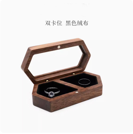 木製リングボックス木製ジュエリーボックス胡桃木ドリルリング収納ボックス結婚リングボックスケヤキリングボックスカスタム|undefined