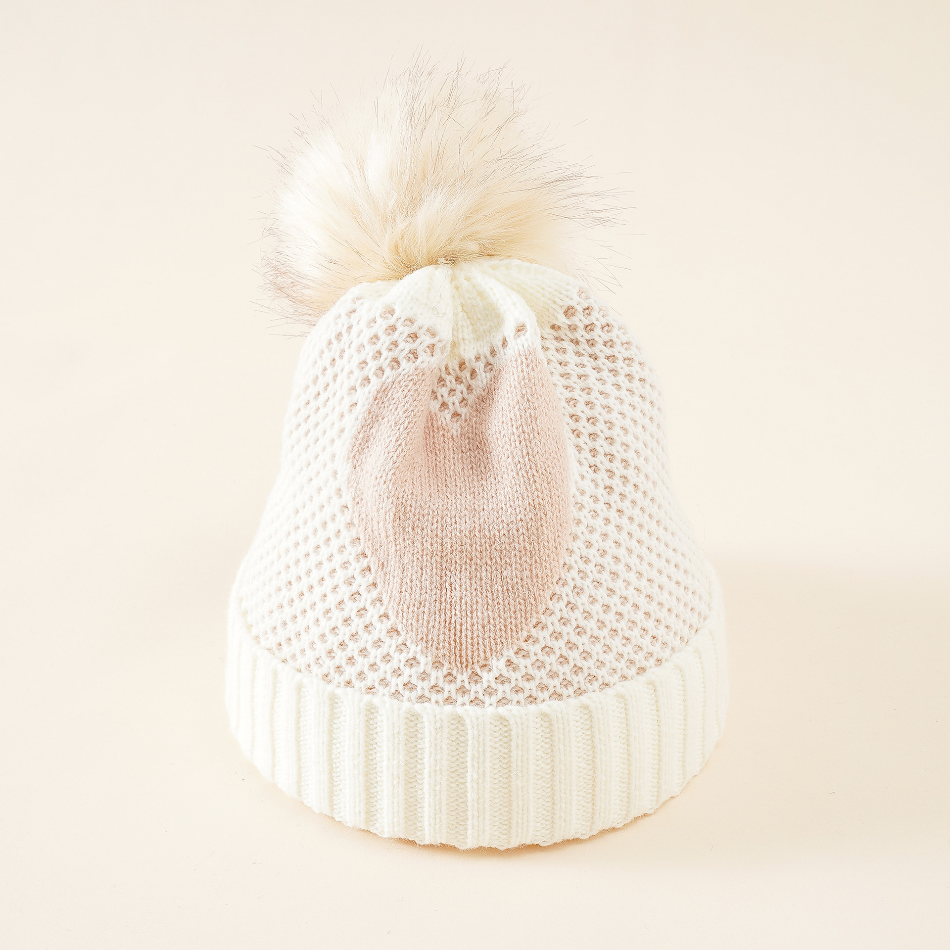 Estilo coreano otoño e invierno cálido amor infantil sombrero de punto Bola de piel sombrero de lana otoño e invierno al aire libre sombrero de punto a prueba de frío