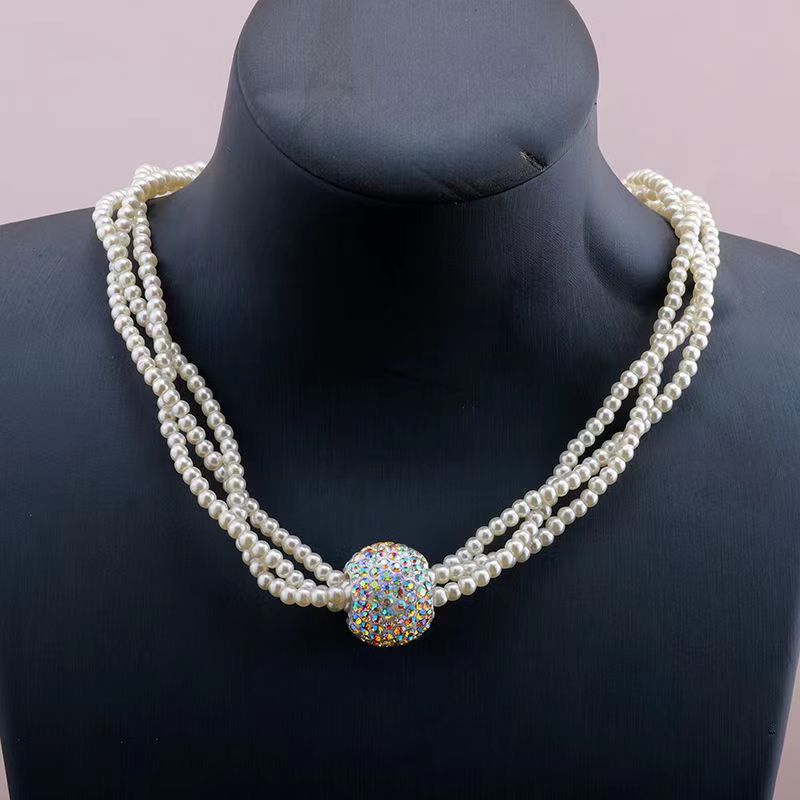 Retro Geometric Imitation Pearl Plating Women's Necklace display picture 3