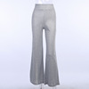Sports spring trousers for leisure, high waist, loose straight fit, European style, wholesale