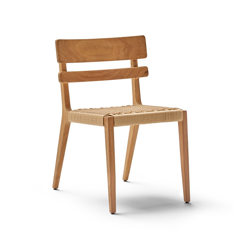 Mesas y sillas de madera maciza al aire libre Mesas y sillas de comedor de jardín al aire libre Mesas y sillas de madera de ratán de patio Mesas y sillas de teca de balcón Juego de tres piezas