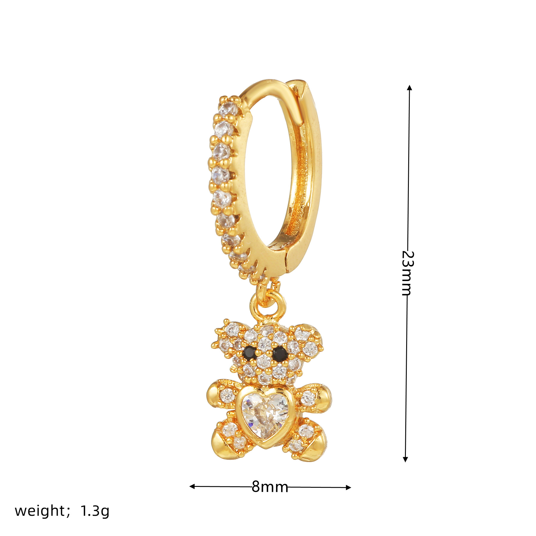 Fashion Animal Star Moon Copper Inlaid Zircon Earrings 1 Piece