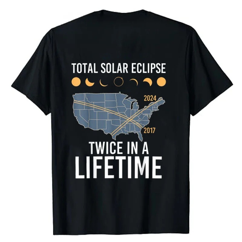 Total Solar Eclipse T-Shirt, Fun American Total Solar Eclipse Party Enthusiasts Friends T-Shirt, Cross-Border Anime