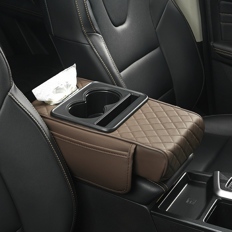 Fushou – Armrest box pad Heightening Pad Car Central - brown