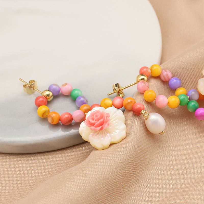 Pendientes de perlas naturales de alta gama originales, aretes de perlas coloridas de plata 925 para mujer, aretes sencillos, modernos y versátiles.