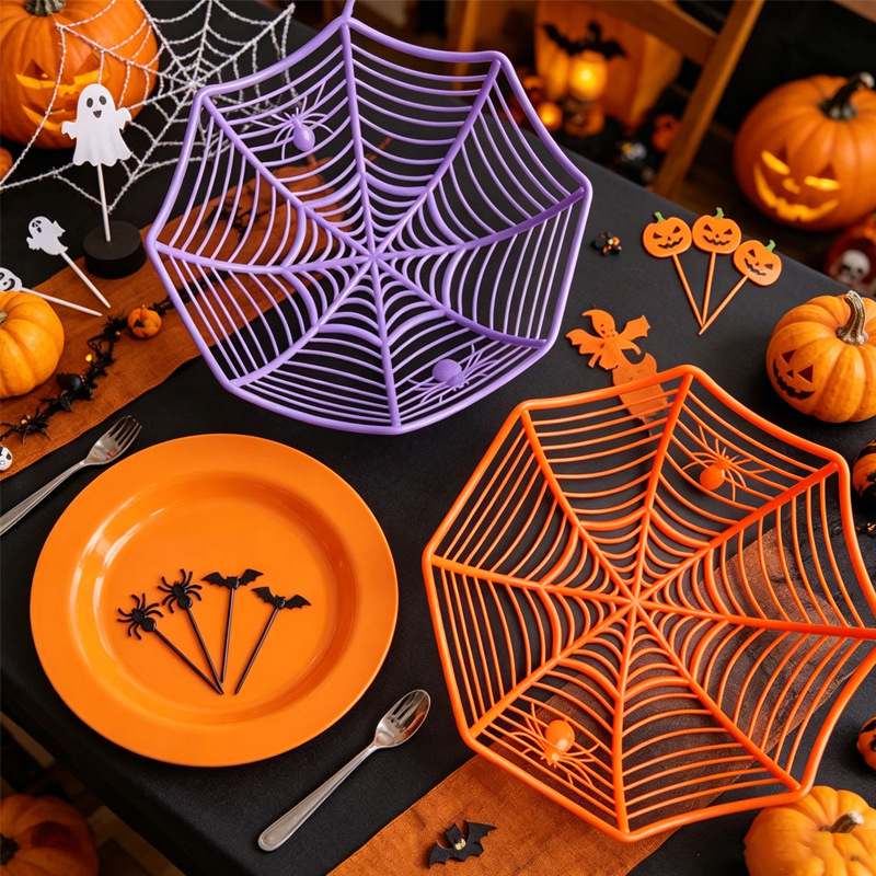 European and American Ghost Festival Decoration Plastic Spider Basket Fruit Basket Halloween Amazon Chocolate Candy Basket