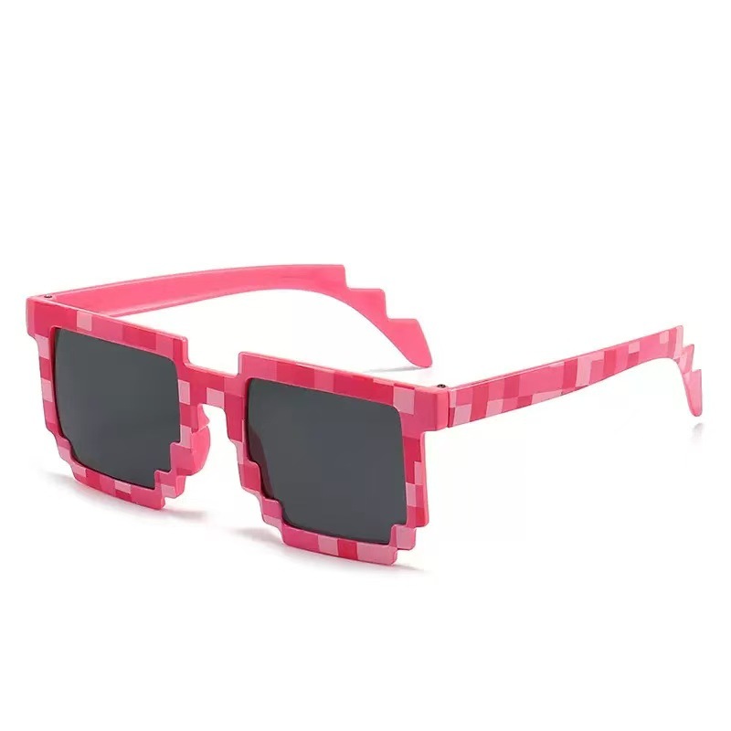 Mosaico gafas gafas de sol bidimensionales chatter personalidad gafas de sol de píxeles de fiesta reticular gafas de viento de píxeles rojos