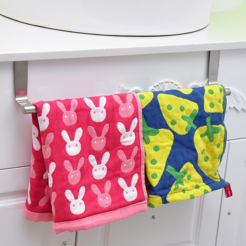Stainless steel punch-free door-mounted towel rack kitchen cabinet door-mounted rag hanging rack storage rack towel bar