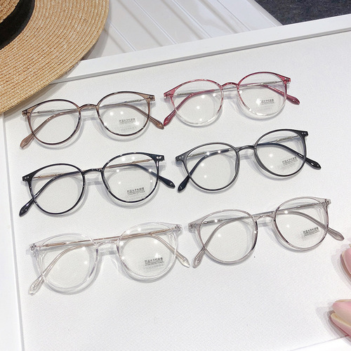 New TR90 Myopia Glasses Frame for Men and Women, Retro Elliptical Spring Leg Optical Frame, Wholesale Eyeglass Frames